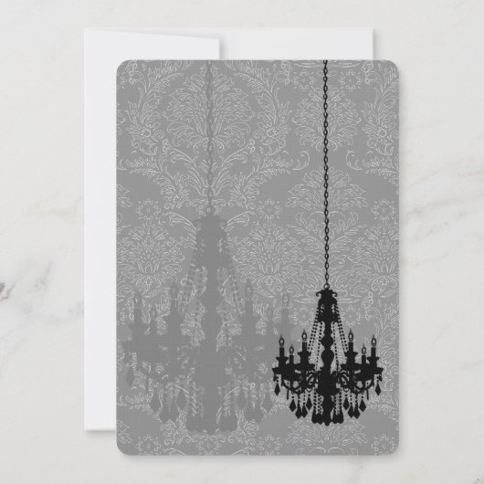 3黒シャンデリアシャドーシルバーメタリックダマスク 招待状 (裏面)