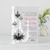 3黒シャンデリアピンクのアクセント結婚式招待状 招待状 (スタンド正面)