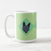 3黒ドイツの羊飼い緑のダイヤモンドマグカップ コーヒーマグカップ (左)
