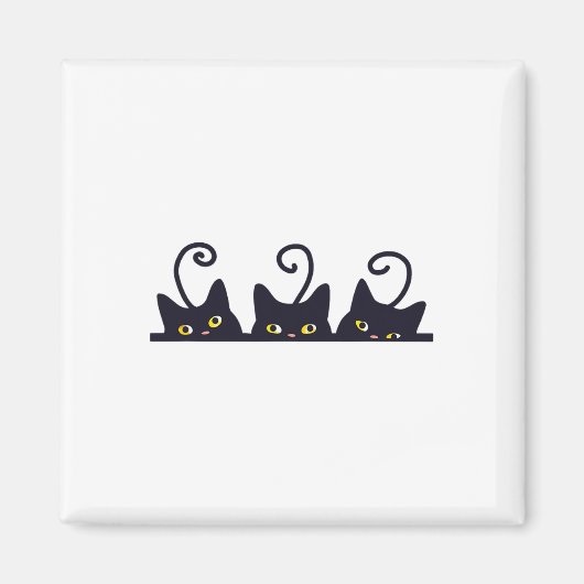 3黒猫おもしろい猫好きデザインメンズギル マグネット (正面)