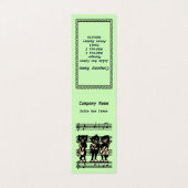 3黒猫ミュージシャン楽譜グリーン 名刺 (外部フラット)