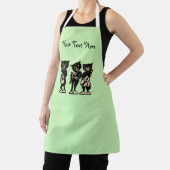 3黒猫ミュージシャン音楽楽器グリーン エプロン (インサイチュ)