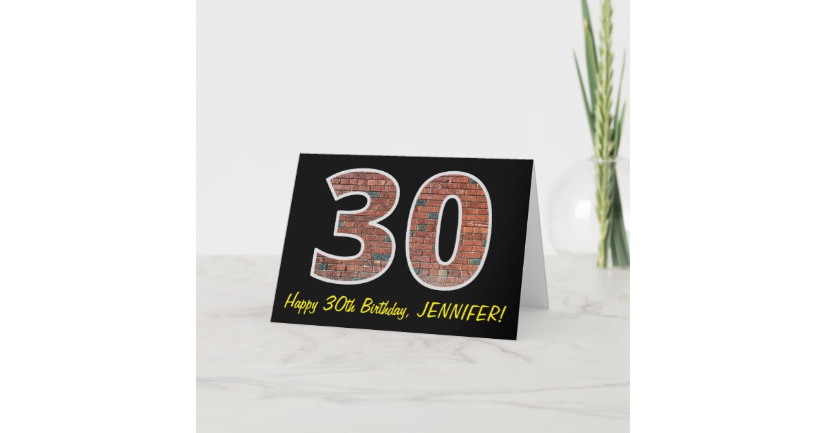 30歳の誕生日 レンガ壁の模様 30 名前付き カード Zazzle Co Jp