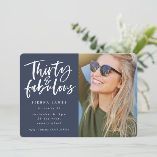 30およびすばらしい誕生会の写真の招待 招待状 (スタンド正面)