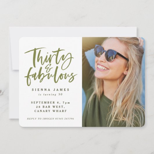 30およびすばらしい誕生会の写真の招待 招待状 (正面)