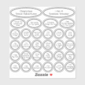 30かわいい黒と白の旅行確認テンプレート シール (シート)