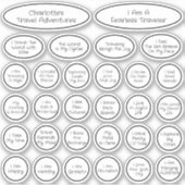 30かわいい黒と白の旅行確認テンプレート シール (正面)