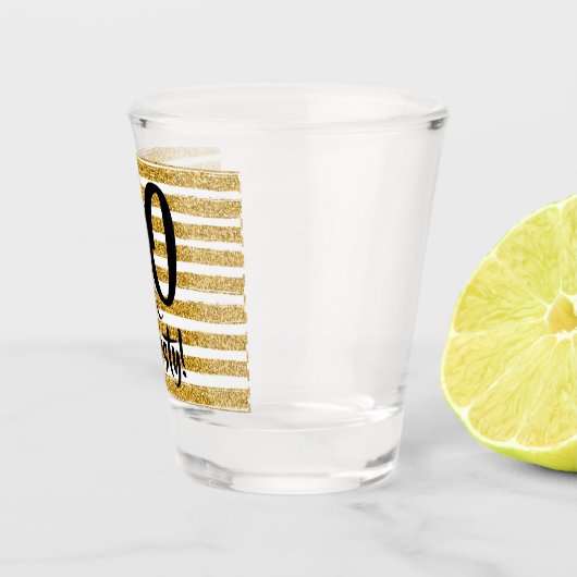 30と喉の渇いた金ゴールドフェイクグリッターカスタム ショットグラス (右)