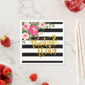 30と気のあるそぶりをしたナプキン – 黒/白ストライプ色 スタンダードカクテルナプキン (インサイチュ)