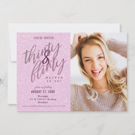 30と気のあるそぶりをした誕生日 招待状 (正面)