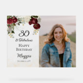 30と素晴らしいグラムバラフローラ誕生日パーティー アクリルサイン (正面)