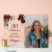 30と素晴らしいグラムバラフローラ誕生日パーティー アクリルサイン (ウェディング)