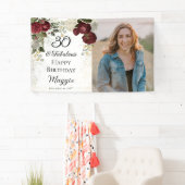 30と素晴らしいグラムバラフローラ誕生日パーティー 横断幕 (インサイチュ)