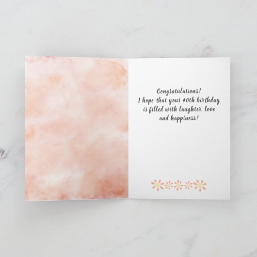 30と素晴らしいデイジーフラワーウォーター色の誕生日 カード (内部)