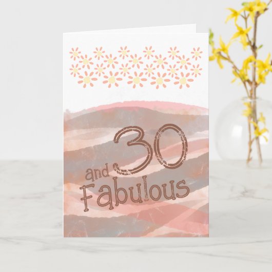 30と素晴らしいデイジーフラワーウォーター色の誕生日 カード (黄色い花)