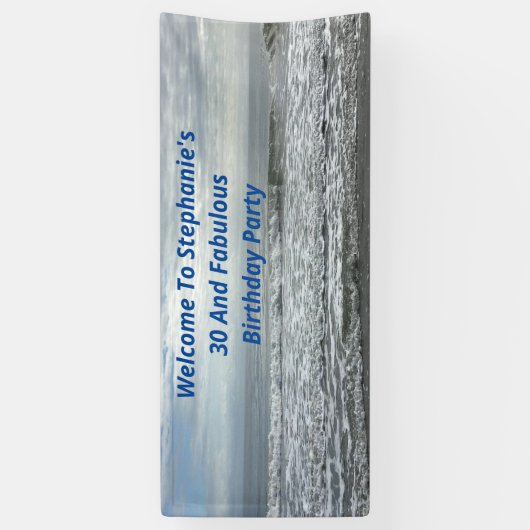 30と素晴らしいビーチ海青白い灰色の波 横断幕 (縦)