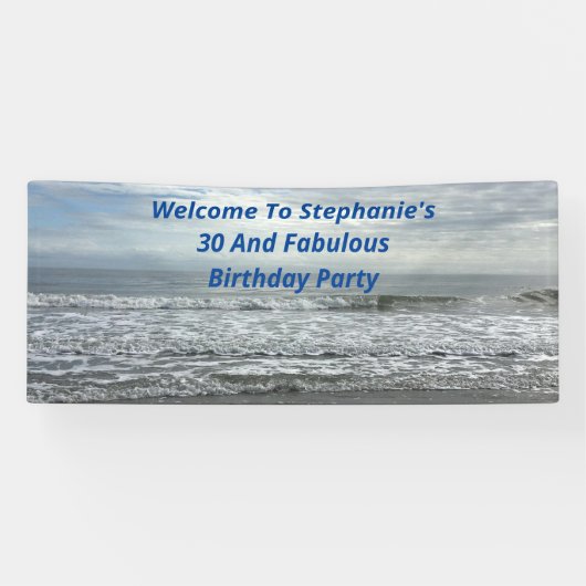 30と素晴らしいビーチ海青白い灰色の波 横断幕 (横)