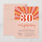 30と素晴らしいレトロ30th誕生日招待状 ポストカード (正面/裏面)