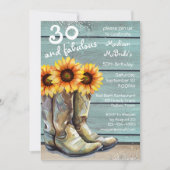 30と素晴らしい国素朴西部ひまわり 招待状 (正面)