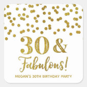 30と素晴らしい誕生日金ゴールド スクエアシール (正面)