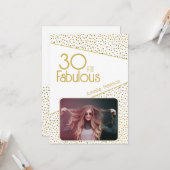 30と素晴らしい金ゴールドグリッター写真30th Birthday カード (正面/裏面インサイチュ)