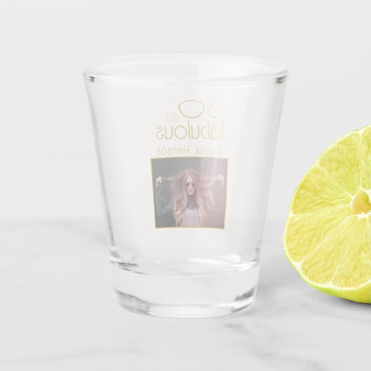 30と素晴らしい金ゴールドグリッター写真30th Birthday ショットグラス (裏面)