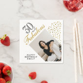 30と素晴らしい金ゴールドグリッター写真30th Birthday スタンダードカクテルナプキン (インサイチュ)