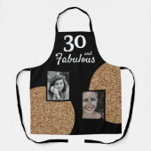30と素晴らしい金ゴールドグリッター2 Photo 30th Birthday エプロン (正面)