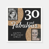 30と素晴らしい金ゴールドグリッター2 Photo 30th Birthday スタンダードカクテルナプキン (正面)