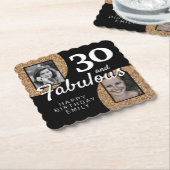 30と素晴らしい金ゴールドグリッター2 Photo 30th Birthday ペーパーコースター (アングル)
