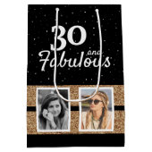 30と素晴らしい金ゴールドグリッター2 Photo 30th Birthday ミディアムペーパーバッグ (裏面)