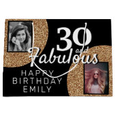 30と素晴らしい金ゴールドグリッター2 Photo 30th Birthday ラージペーパーバッグ (正面)