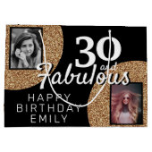 30と素晴らしい金ゴールドグリッター2 Photo 30th Birthday ラージペーパーバッグ (裏面)