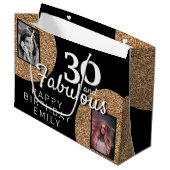 30と素晴らしい金ゴールドグリッター2 Photo 30th Birthday ラージペーパーバッグ (正面アングル)