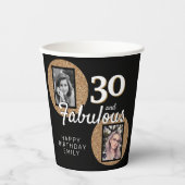 30と素晴らしい金ゴールドグリッター2 Photo 30th Birthday 紙コップ (正面)