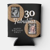 30と素晴らしい金ゴールドグリッター2 Photo 30th Birthday 缶クーラー (正面)