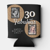 30と素晴らしい金ゴールドグリッター2 Photo 30th Birthday 缶クーラー (裏面)