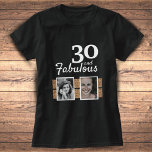 30と素晴らしい金ゴールドグリッター2 Photo 30th Birthday Tシャツ<br><div class="desc">30と素晴らしい金ゴールドグリッター2 Photos 30th Birthday Black T-shirt.文字は白い。写真の追加 – 古い写真と新しい写真を使用できる。</div>