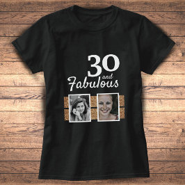 30と素晴らしい金ゴールドグリッター2 Photo 30th Birthday Tシャツ