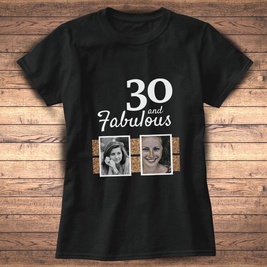 30と素晴らしい金ゴールドグリッター2 Photo 30th Birthday Tシャツ