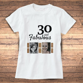 30と素晴らしい金ゴールドグリッター2 Photo 30th Birthday Tシャツ