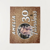 30と素晴らしい金ゴールドグリッター30th誕生日の写真 タペストリー (正面)