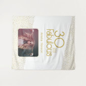 30と素晴らしい金ゴールドグリッター30th誕生日の写真 タペストリー (正面(横))