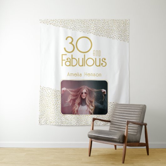 30と素晴らしい金ゴールドグリッター30th誕生日の写真 タペストリー (インサイチュ)