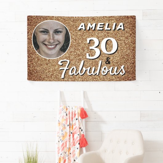 30と素晴らしい金ゴールドグリッター30th誕生日の写真 横断幕 (インサイチュ)