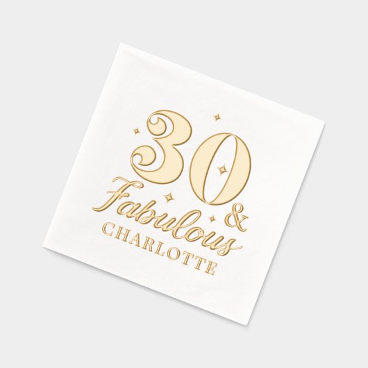 30と素晴らしい30番目の誕生日パーソナライズされた名 箔ナプキン (左)
