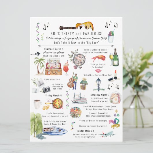 30と素晴らしい |ニューオーリンズ誕生日の旅程I 招待状 (スタンド正面)