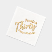 30のスクリプト文字30th誕生日名前をカスタムする 箔ナプキン (左)