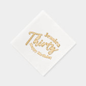 30のスクリプト文字30th誕生日名前をカスタムする 箔ナプキン (右)