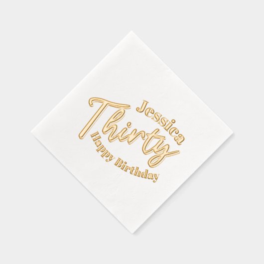 30のスクリプト文字30th誕生日名前をカスタムする 箔ナプキン (右)
